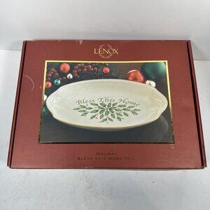 Lenox Holiday Bless this Home Tray Plate Holiday Christmas Holly New in Box
